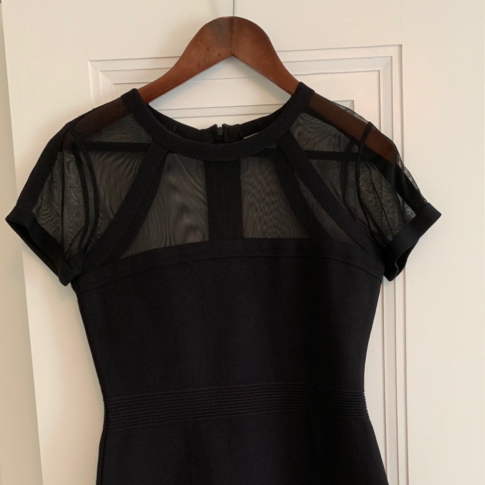 Black Mini Dress with Sheer High Neck